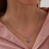Blue Opal Northernstar Sterling Silver Pendant Necklace